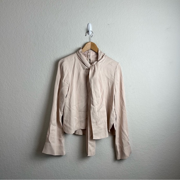 Khaite Blouse Dawn Tash Bow Long Sleeve Satin Crepe Top - Picture 8 of 16